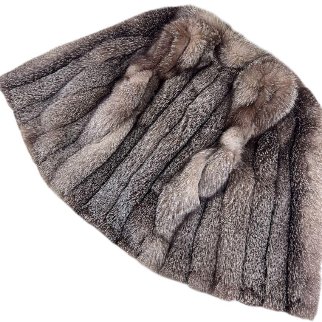 総丈80 ロイヤル サガフォックス ブルーフロスト ベスト XL 毛皮 肉厚◎