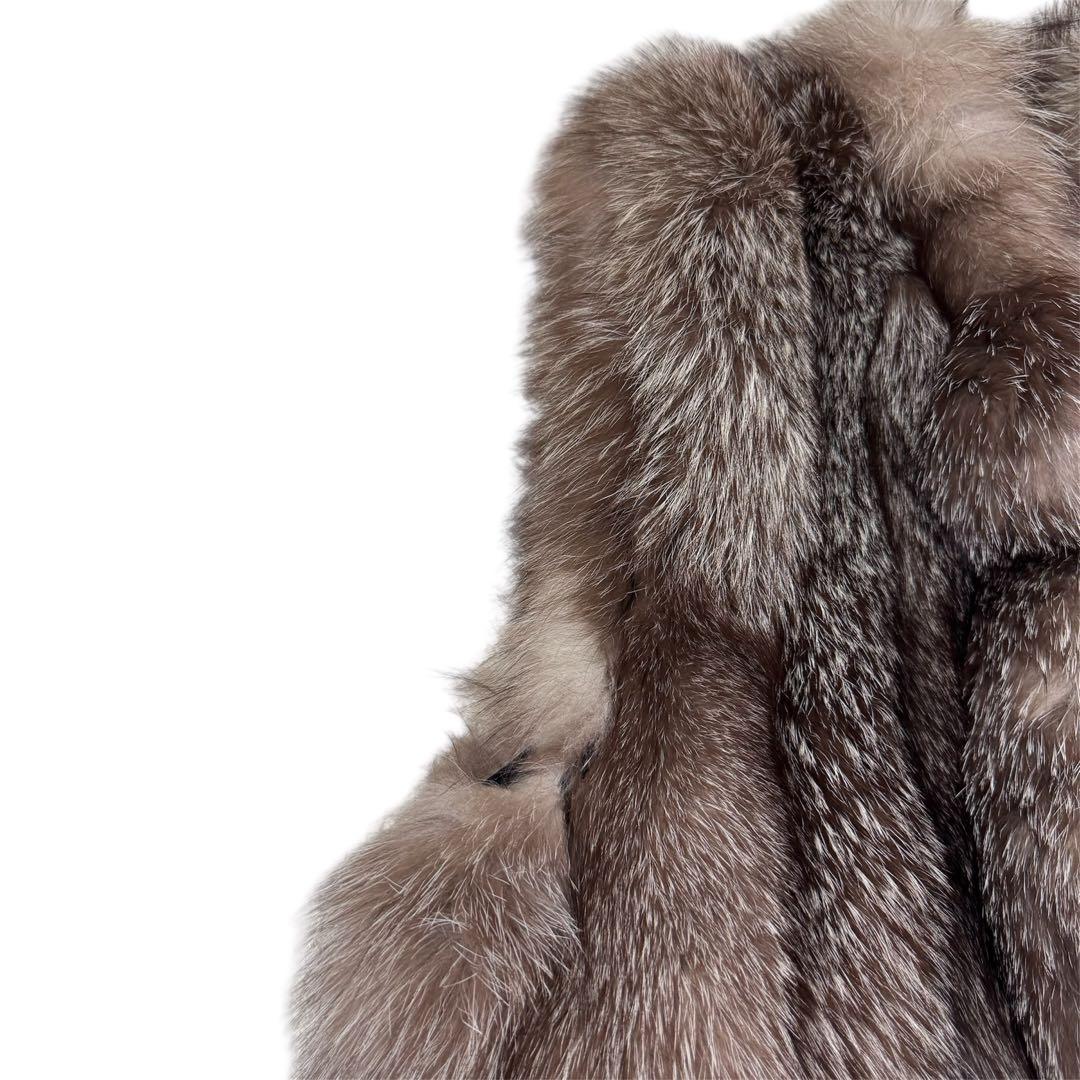 総丈80 ロイヤル サガフォックス ブルーフロスト ベスト XL 毛皮 肉厚◎