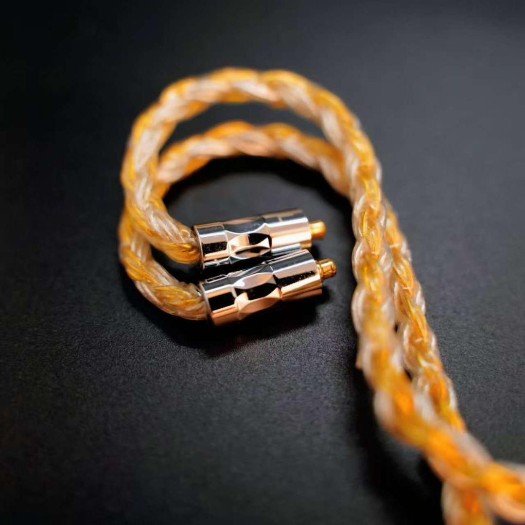 【オーダーメイド】24コア金メッキ銀メッキ編み込み 膨張式MMCX 4.4mm