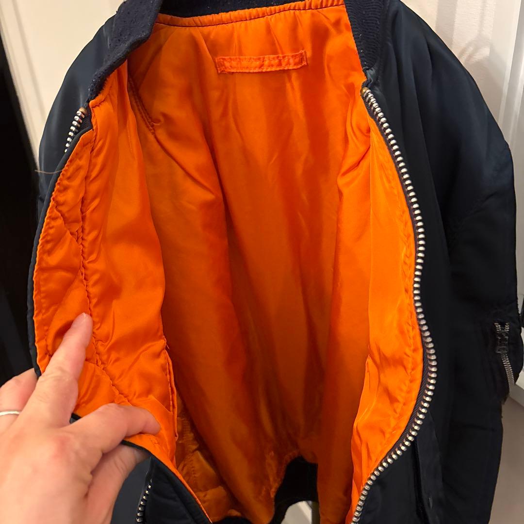 80s ALPHA MA-1 希少ブラックネイビー　旧タグ　フライト　ビンテージ