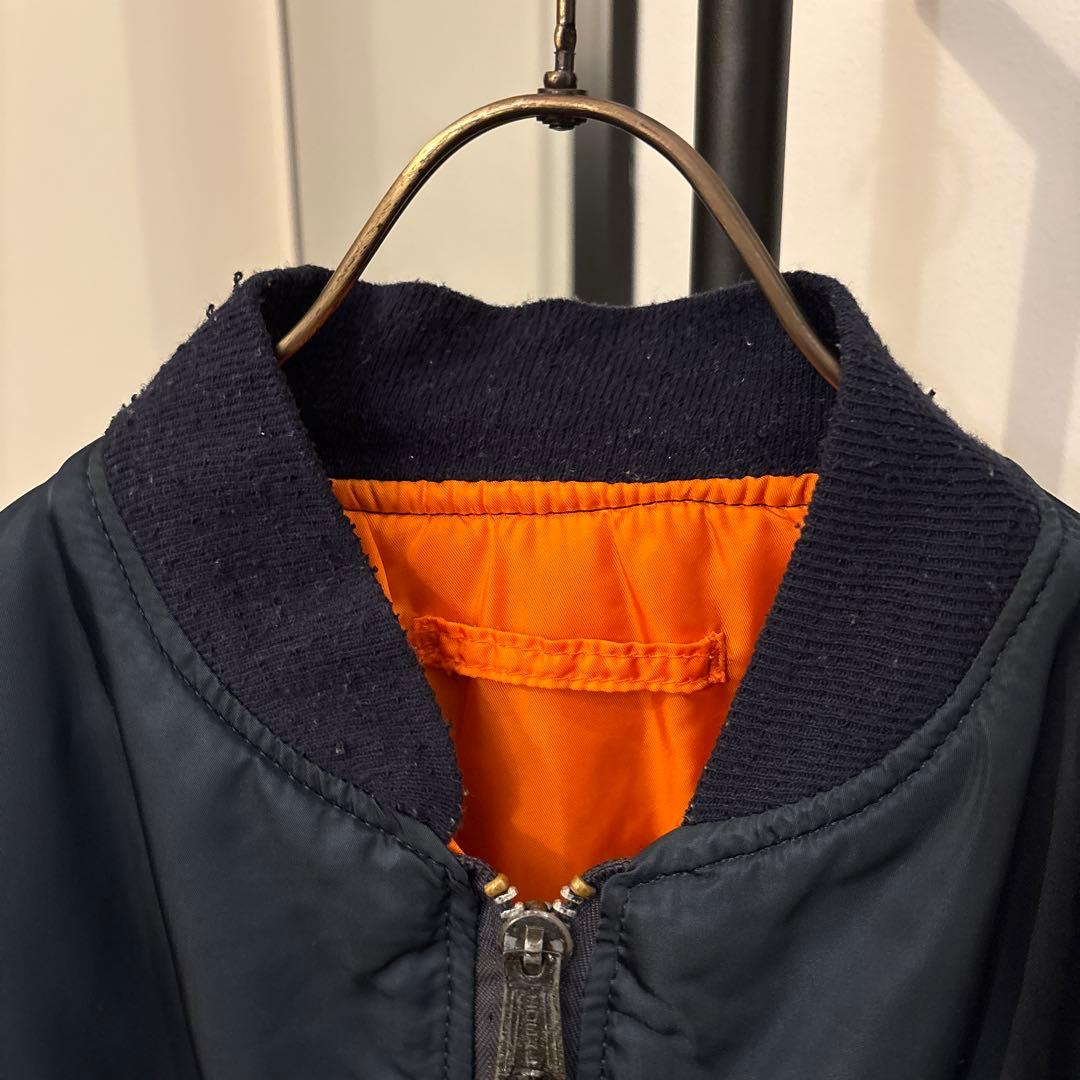 80s ALPHA MA-1 希少ブラックネイビー　旧タグ　フライト　ビンテージ