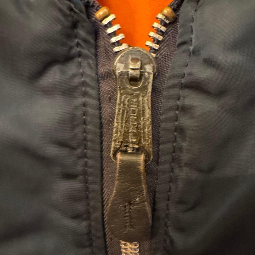 80s ALPHA MA-1 希少ブラックネイビー　旧タグ　フライト　ビンテージ