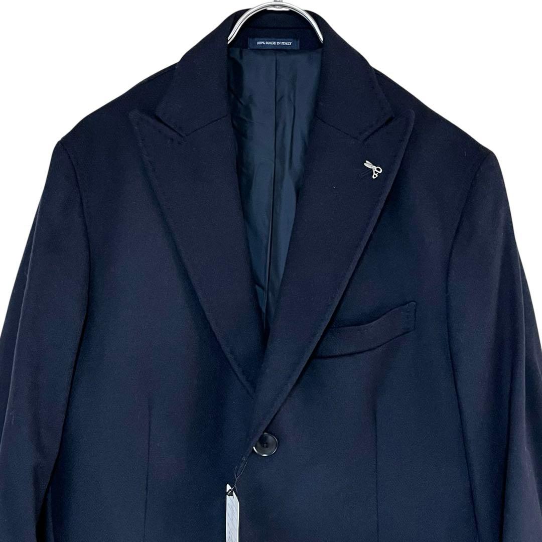 新品　LES MUES ウール　カシミヤ　ロングコート　紺　LL イタリア製