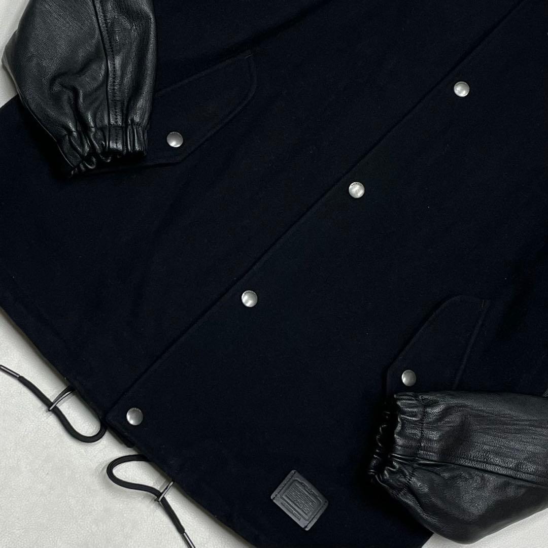 美品 COACH コーチ 袖レザー スタジャン コーチジャケット ブラック