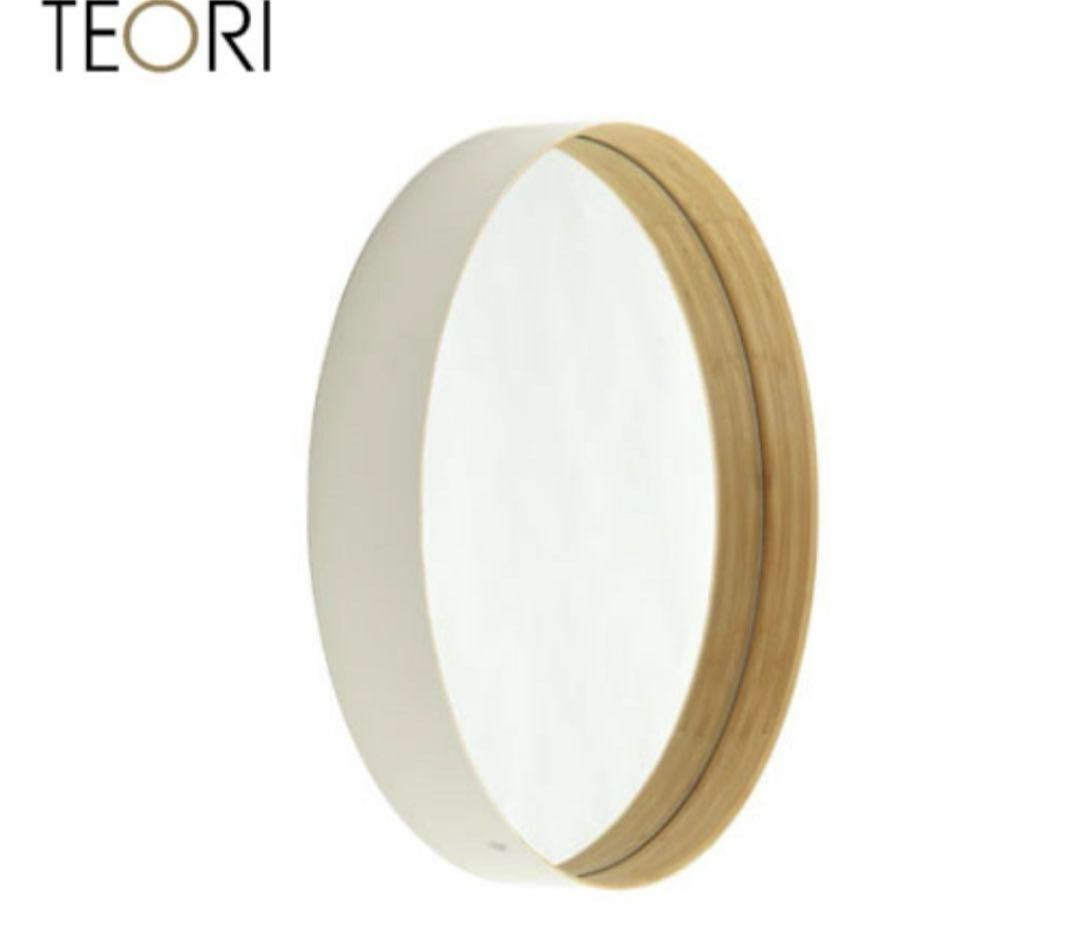 teori Mサイズ　円形鏡 ホワイト　白　直径約40cm