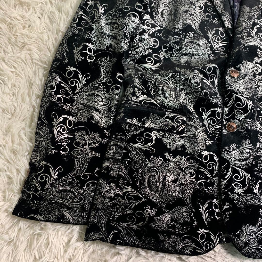 超美品 超希少 ベロアスーツ スリーピース チャイナ柄 衣装スーツ XL 黒