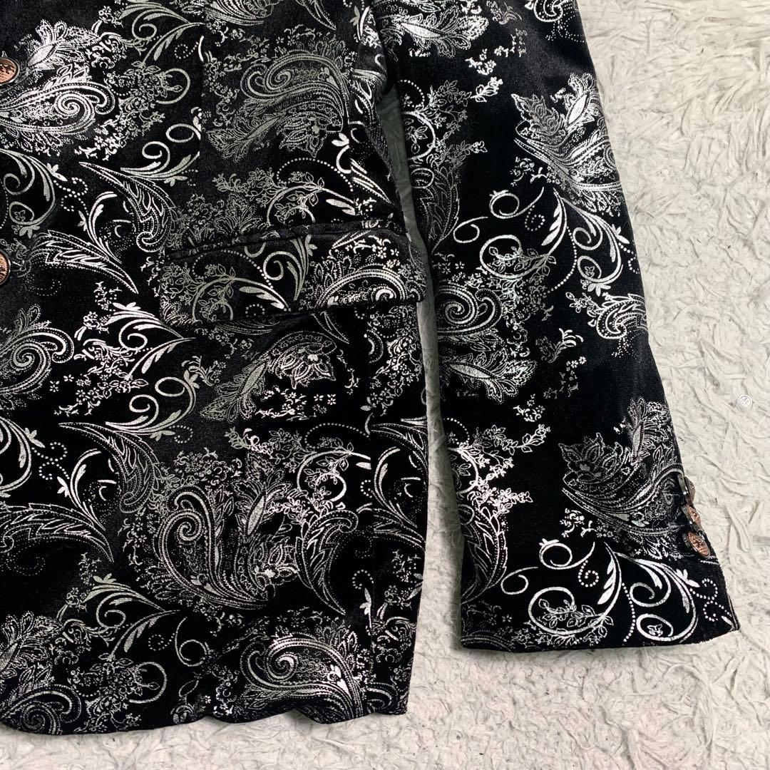 超美品 超希少 ベロアスーツ スリーピース チャイナ柄 衣装スーツ XL 黒