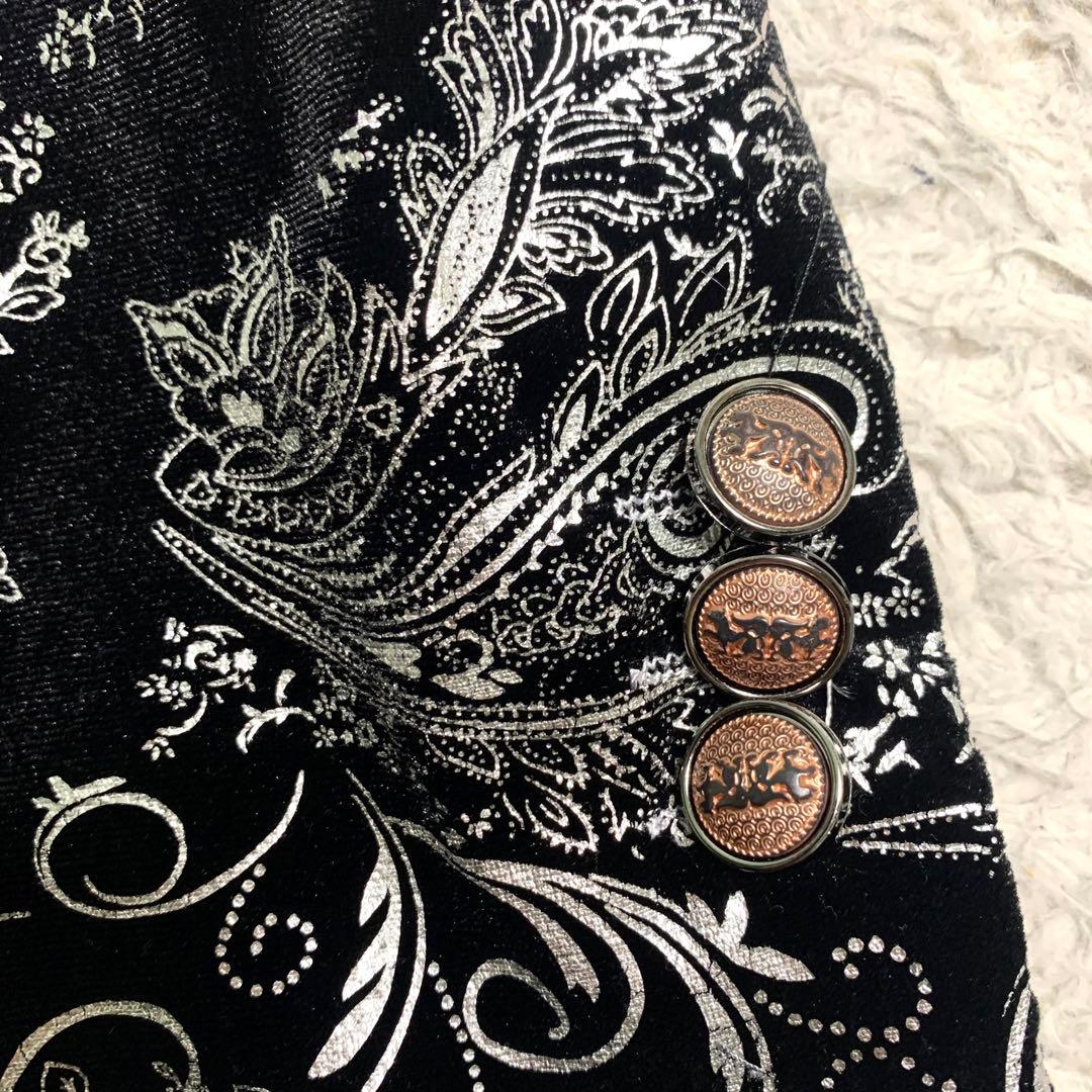 超美品 超希少 ベロアスーツ スリーピース チャイナ柄 衣装スーツ XL 黒