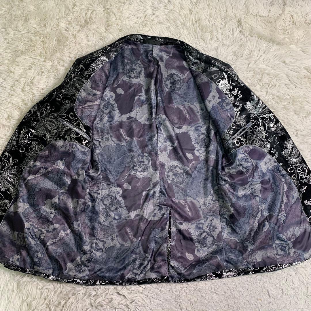 超美品 超希少 ベロアスーツ スリーピース チャイナ柄 衣装スーツ XL 黒