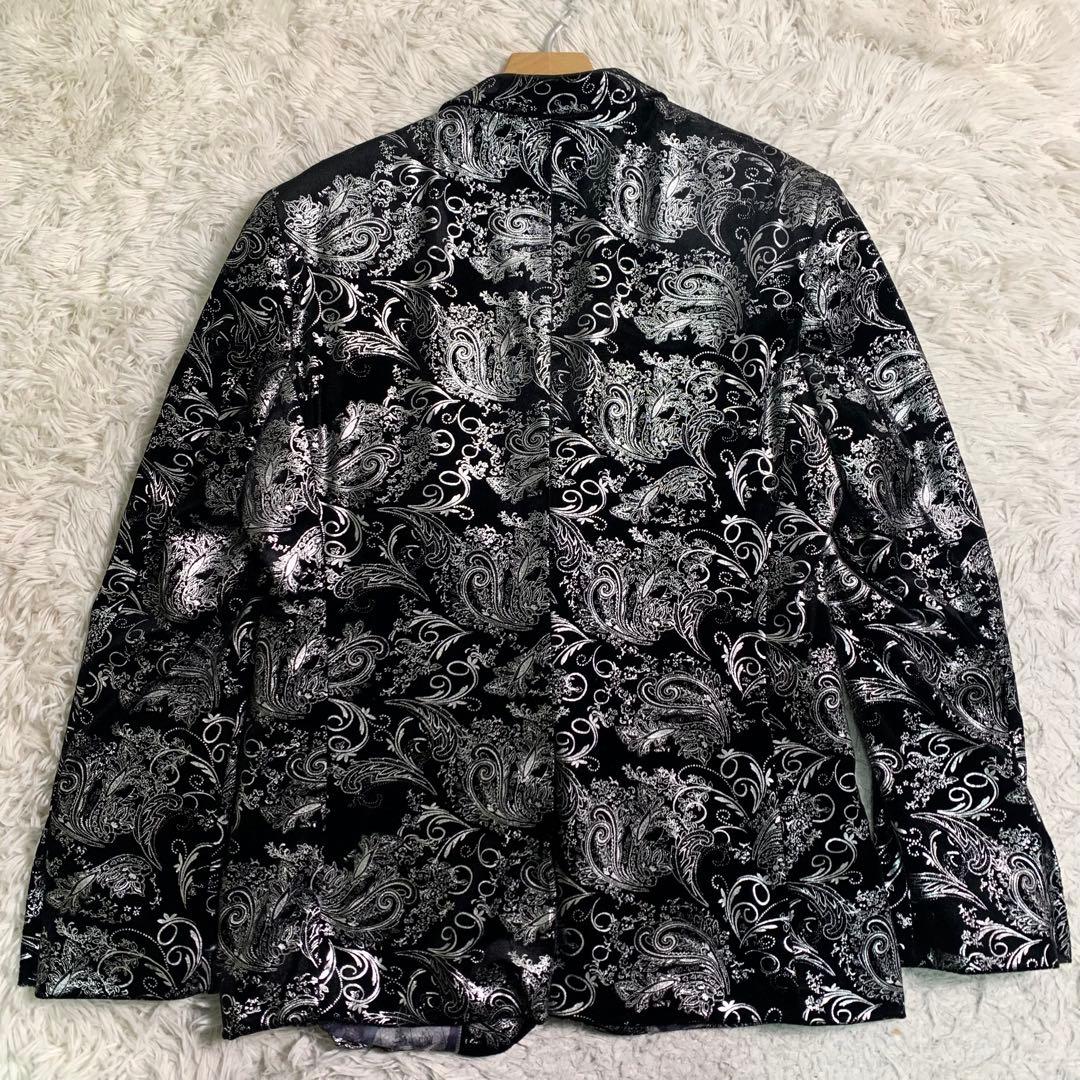 超美品 超希少 ベロアスーツ スリーピース チャイナ柄 衣装スーツ XL 黒