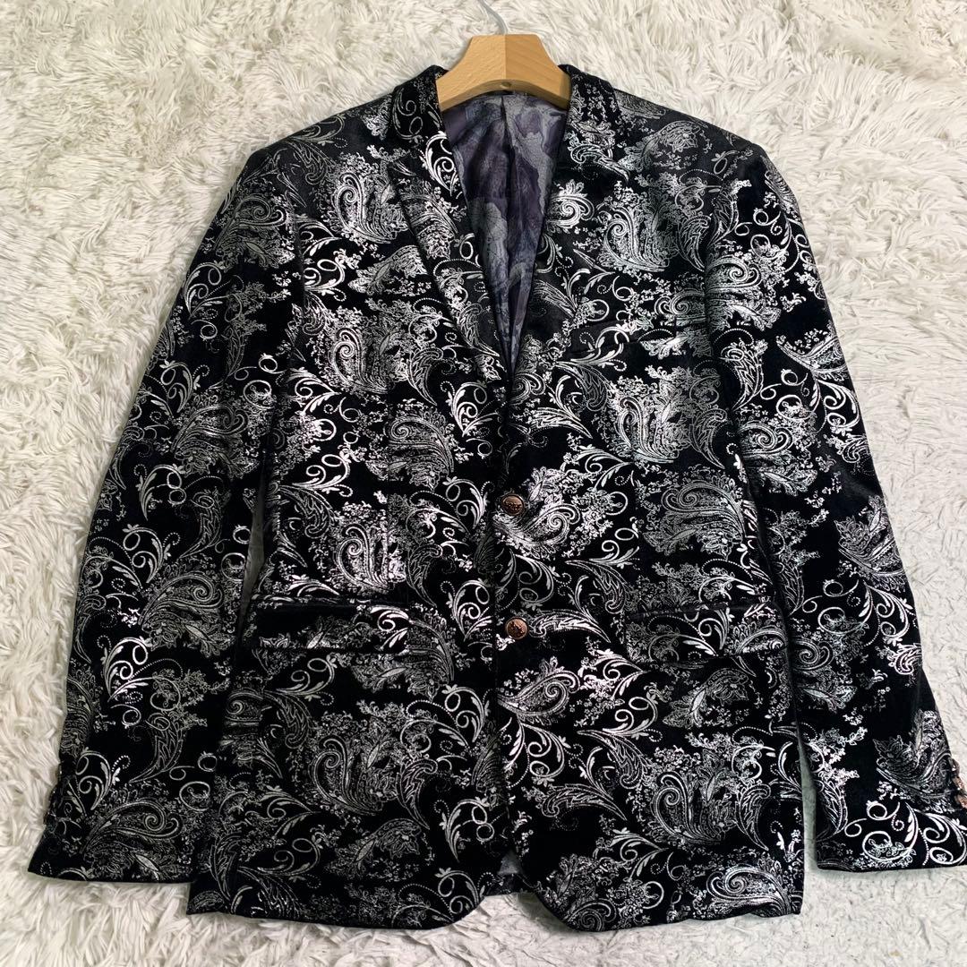 超美品 超希少 ベロアスーツ スリーピース チャイナ柄 衣装スーツ XL 黒