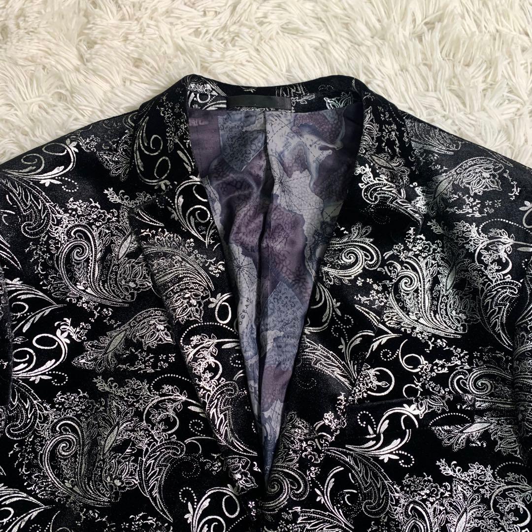 超美品 超希少 ベロアスーツ スリーピース チャイナ柄 衣装スーツ XL 黒