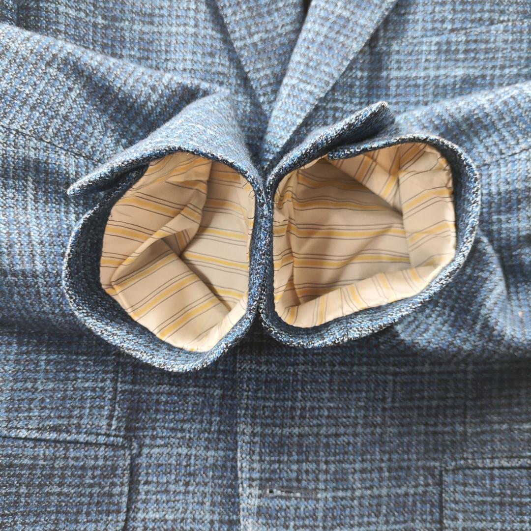 ポールスチュアート　テーラードジャケット　セルッティ　カシミヤ　シルク　青　M