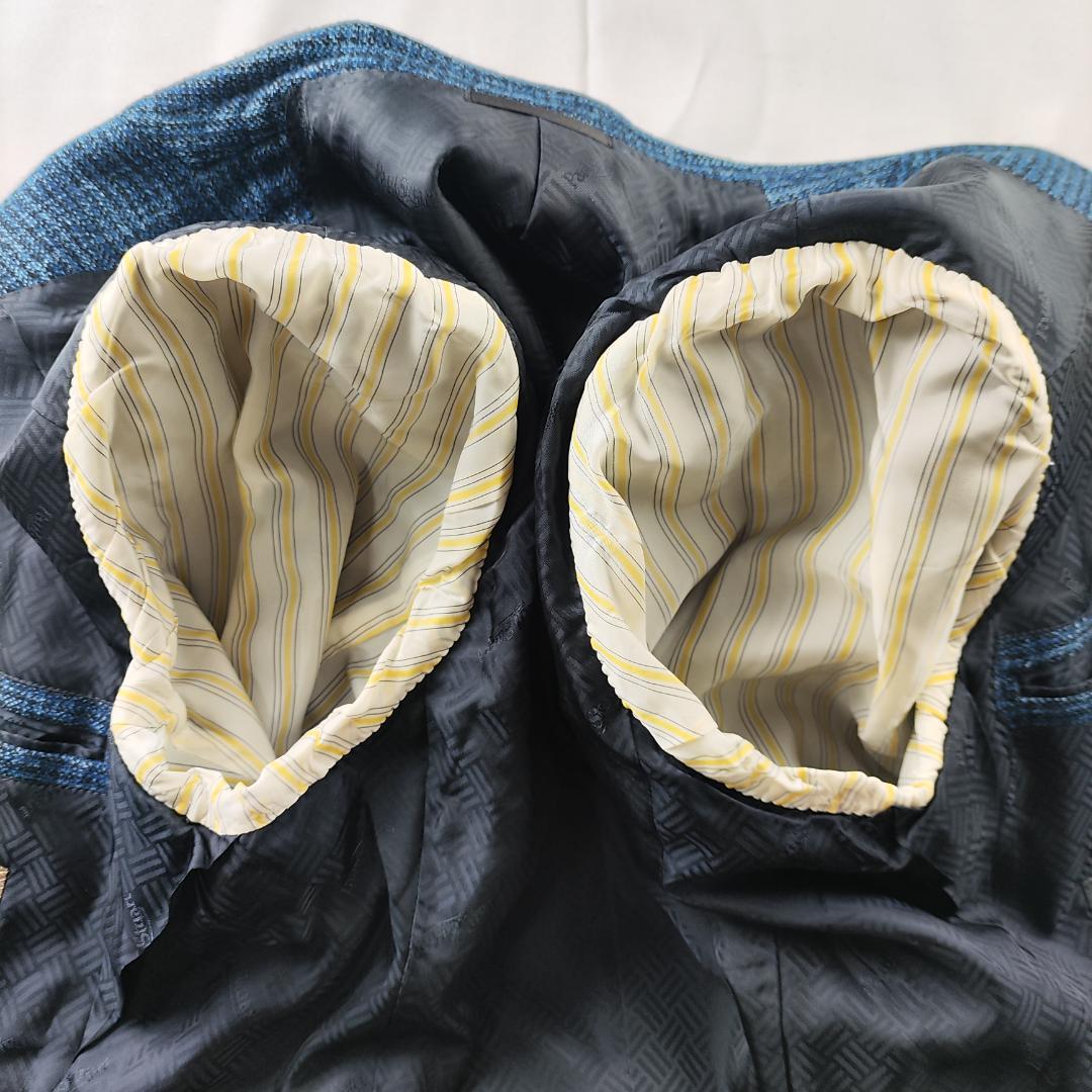 ポールスチュアート　テーラードジャケット　セルッティ　カシミヤ　シルク　青　M