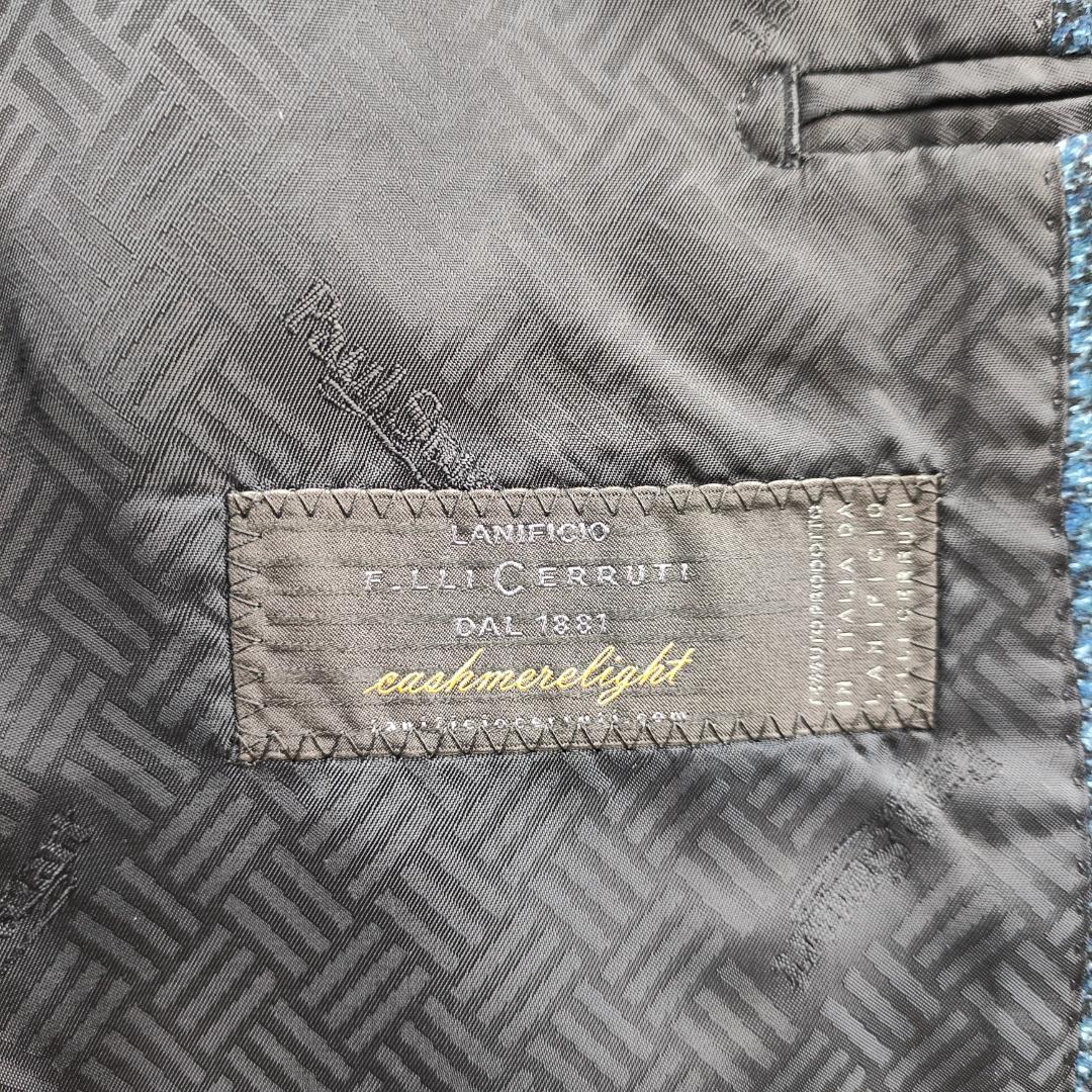 ポールスチュアート　テーラードジャケット　セルッティ　カシミヤ　シルク　青　M