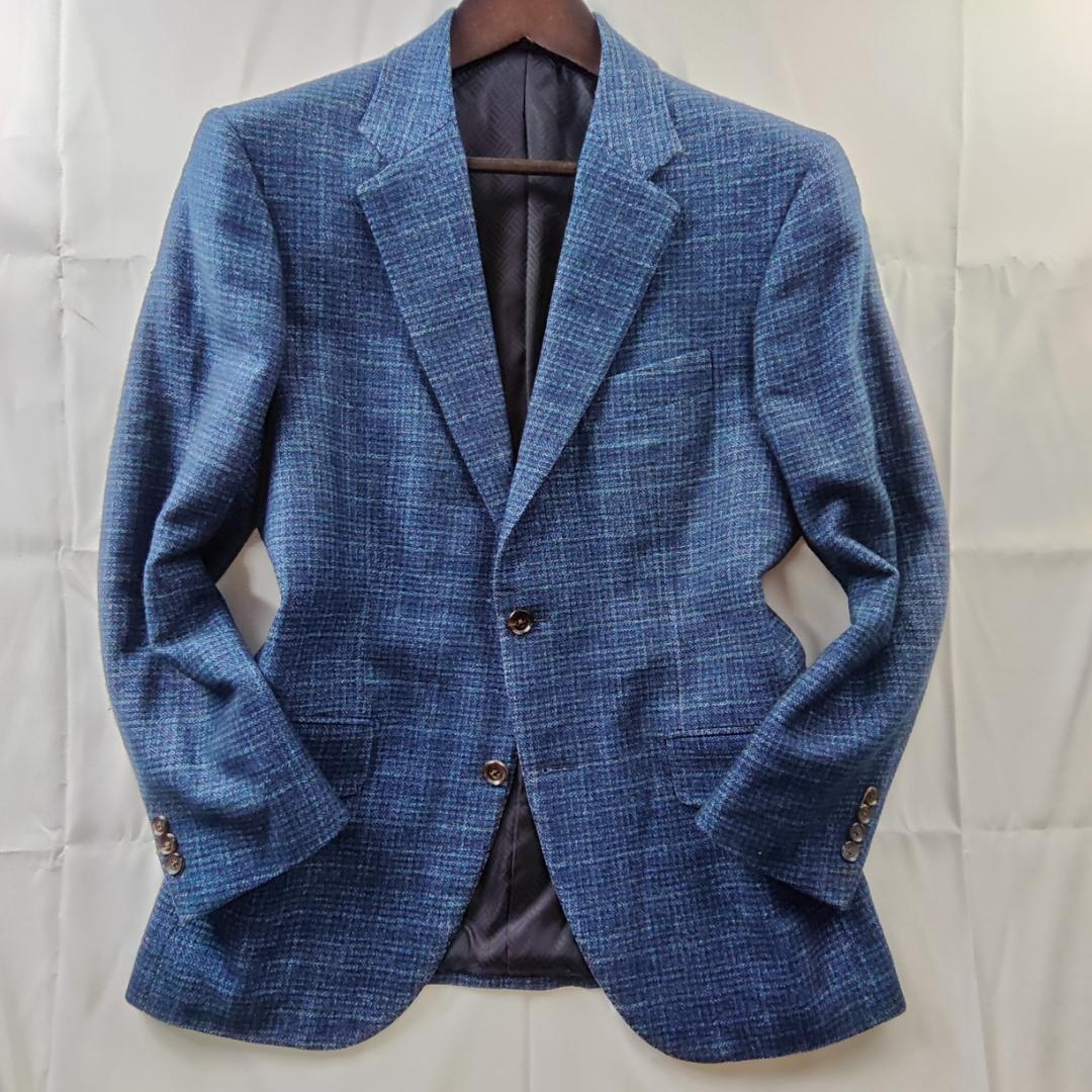 ポールスチュアート　テーラードジャケット　セルッティ　カシミヤ　シルク　青　M