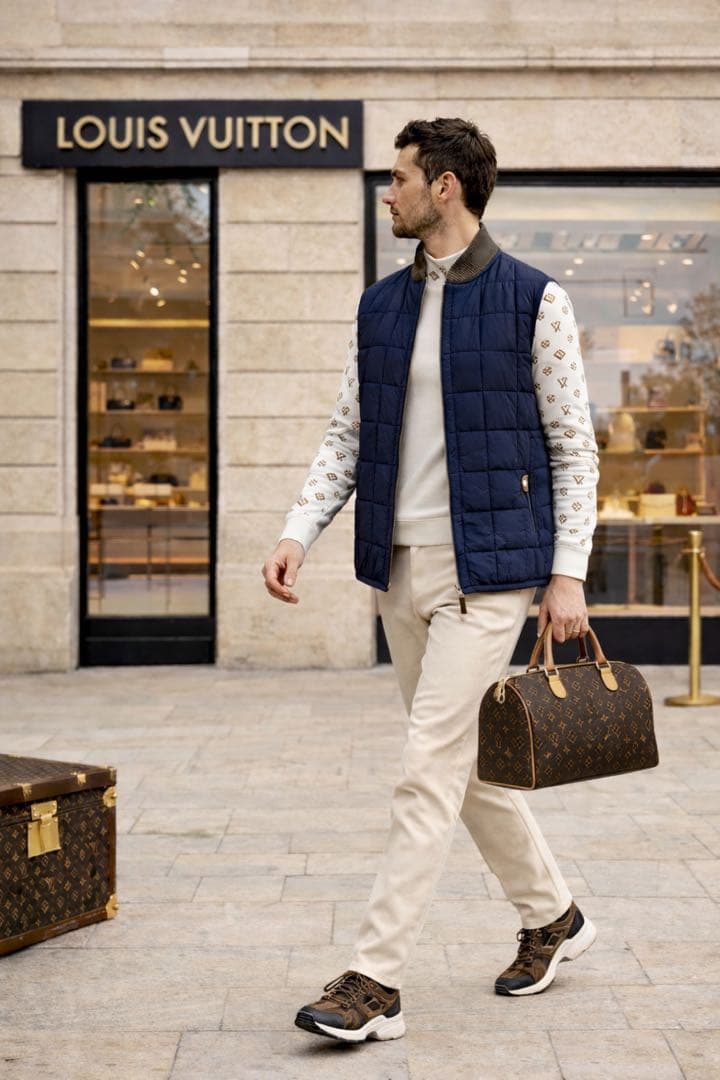 新品 LouisVuitton ヴィトン キルティング ベスト ネイビー ジレ