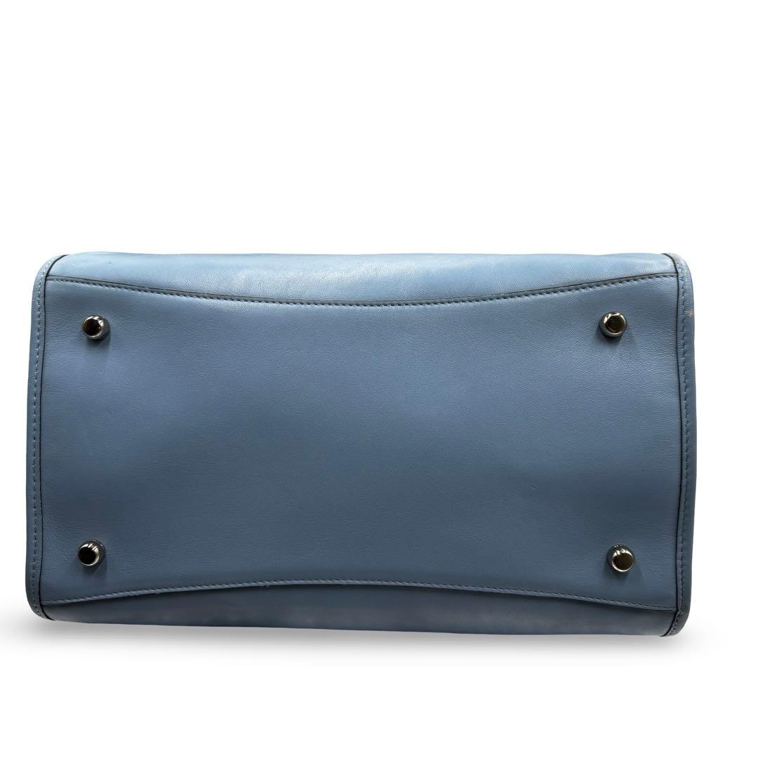 【良品】コーチ　2way ショルダーバッグ　トート　レザー　チャーム　ブルー馬車