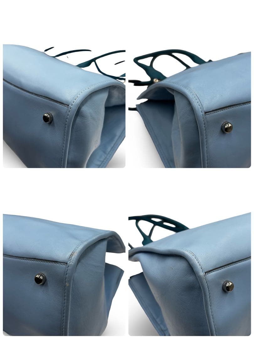 【良品】コーチ　2way ショルダーバッグ　トート　レザー　チャーム　ブルー馬車