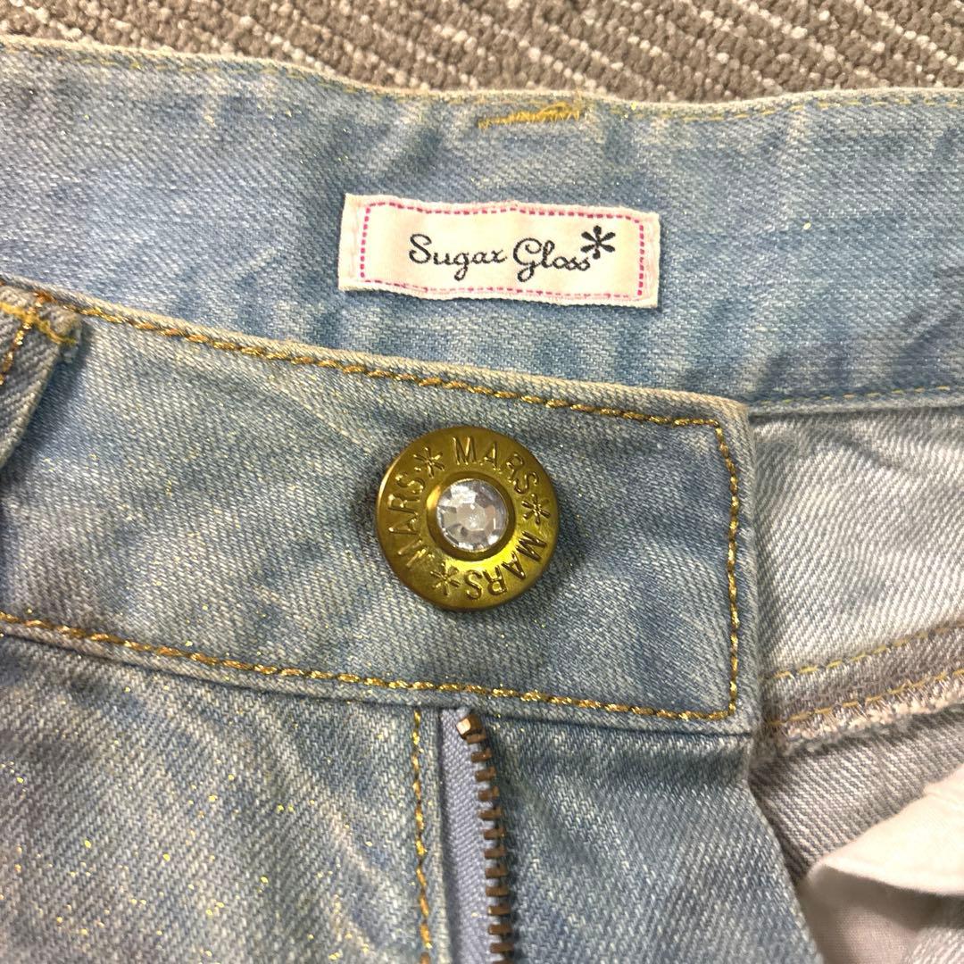 Sugar Gloss 5段レース付きデニムショートパンツM、MARS、Y2k