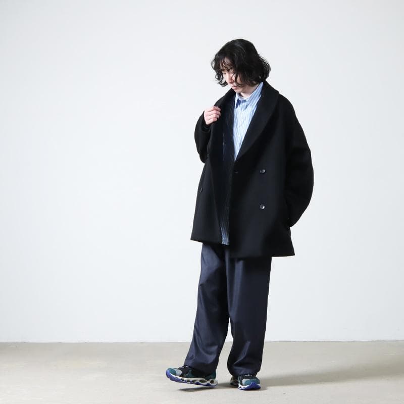 グラフペーパー Light Melton Shawl Collar Coat