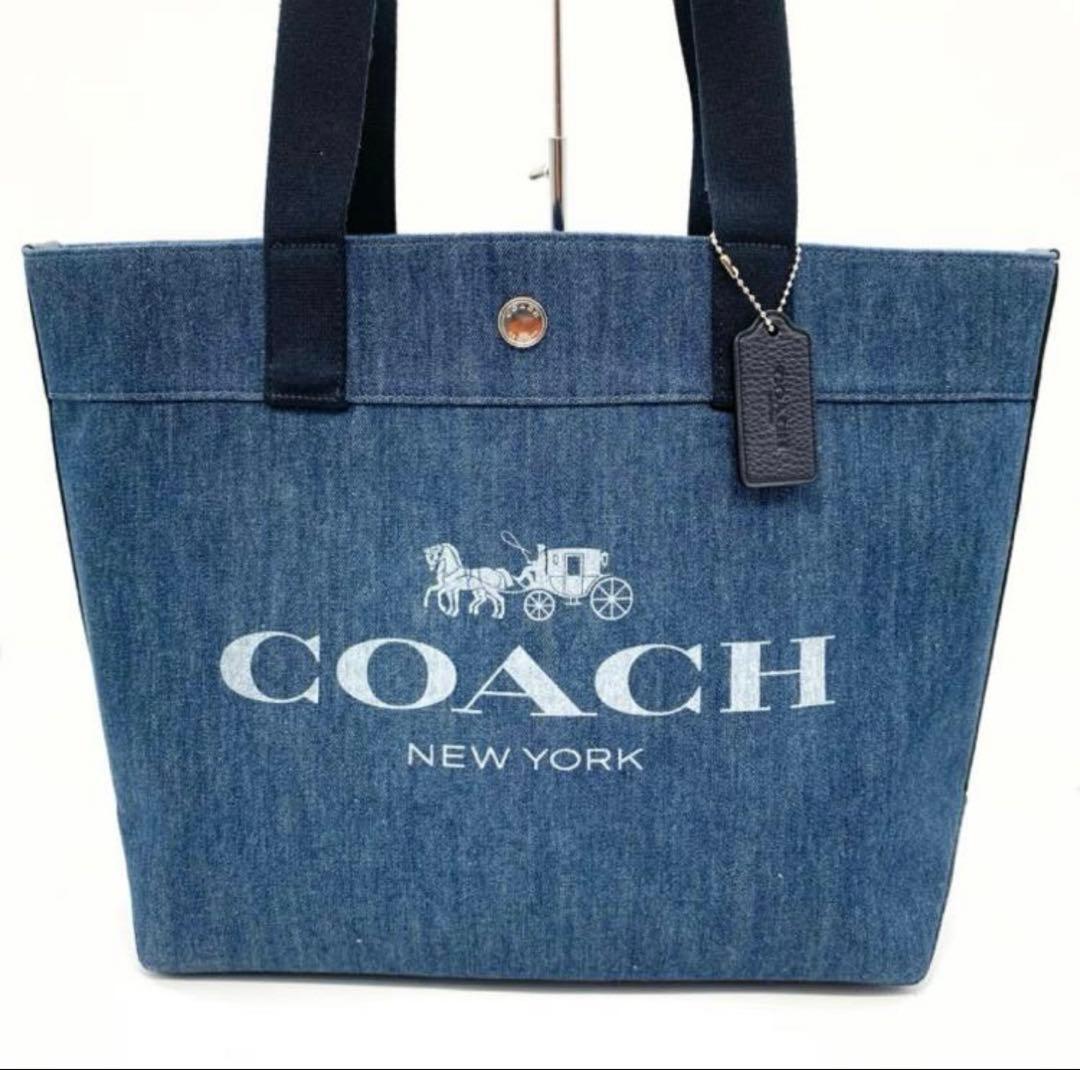 未使用級✨COACH トートバッグ キャンバス デニム ブルー 大容量