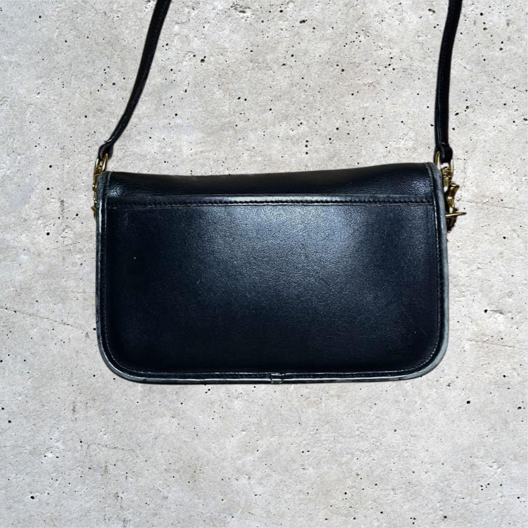 美品　オールドコーチ　ショルダーバッグ　ターンロック　レザー　ブラック　黒