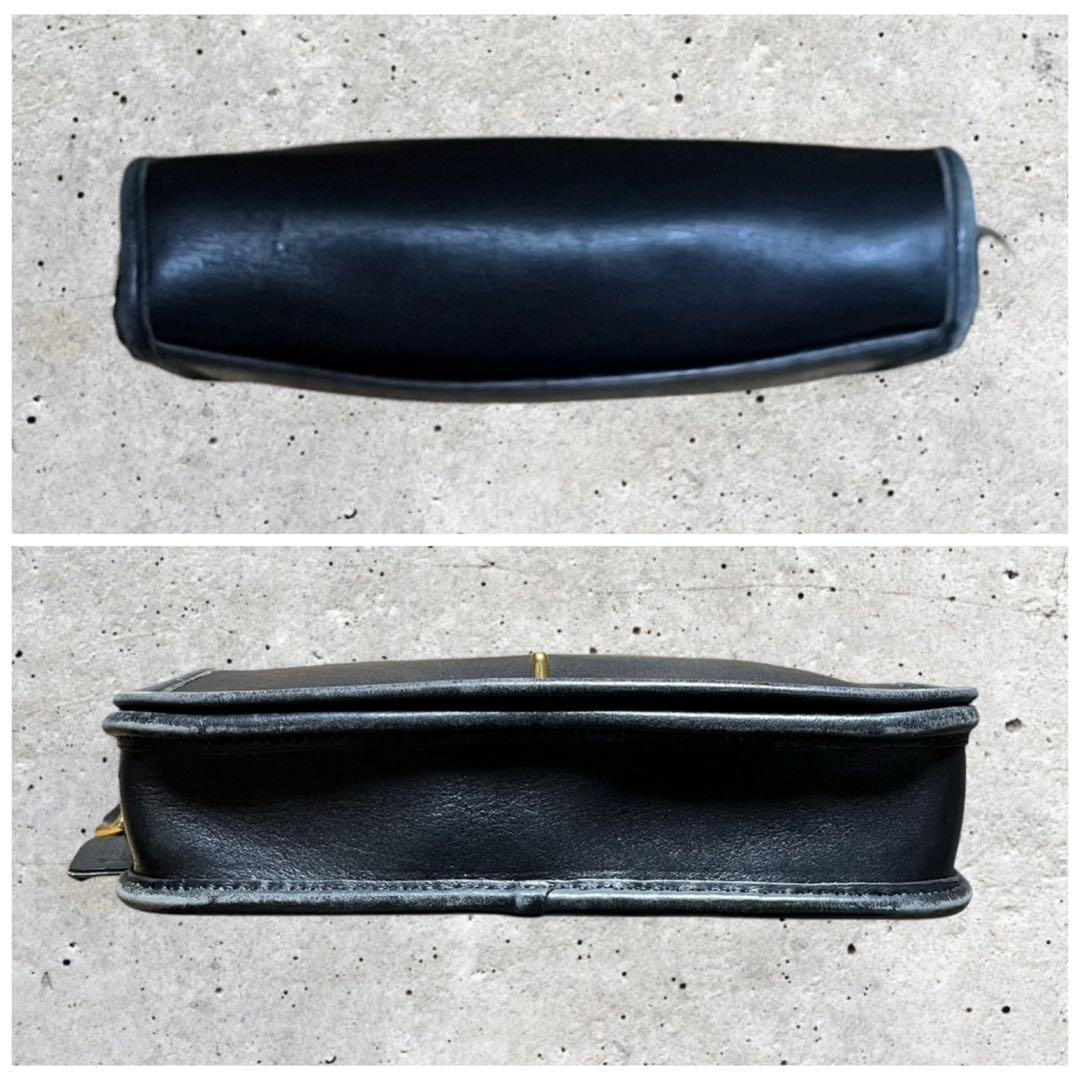 美品　オールドコーチ　ショルダーバッグ　ターンロック　レザー　ブラック　黒