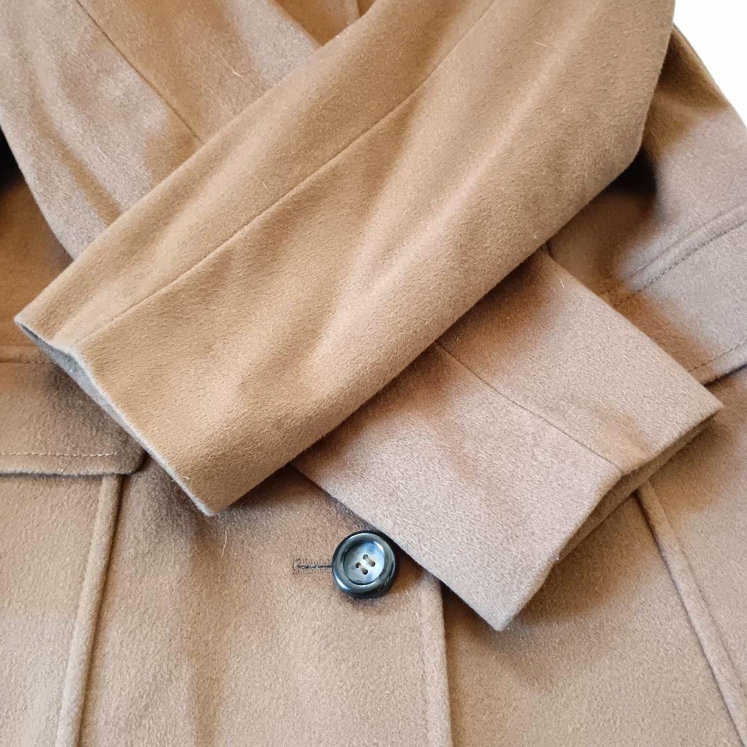 希少！超マキシ丈125cm　カシミア100%　キャメルベージュ　ウロコカシミア