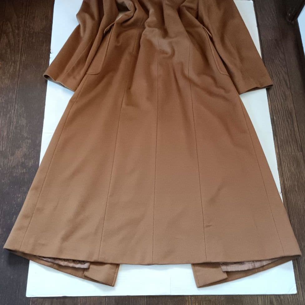 希少！超マキシ丈125cm　カシミア100%　キャメルベージュ　ウロコカシミア