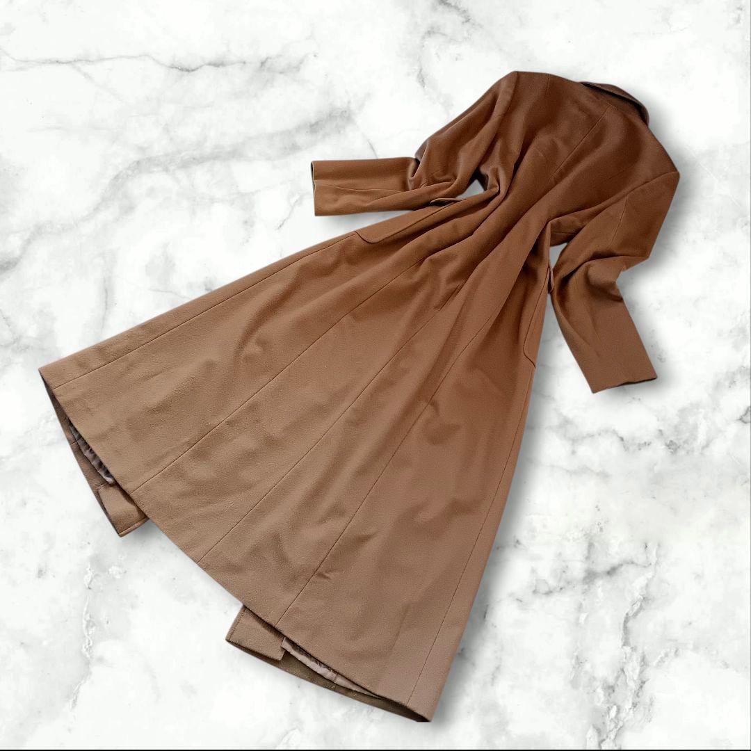 希少！超マキシ丈125cm　カシミア100%　キャメルベージュ　ウロコカシミア