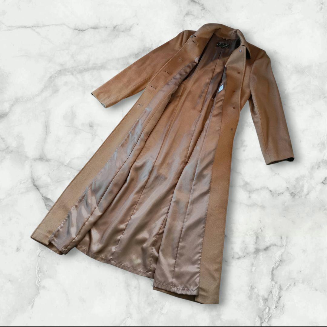 希少！超マキシ丈125cm　カシミア100%　キャメルベージュ　ウロコカシミア