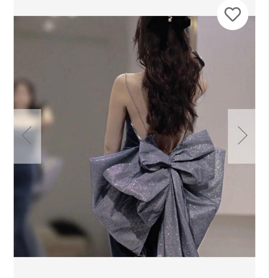 ネイビー　ドレス　結婚式2次会　前撮り