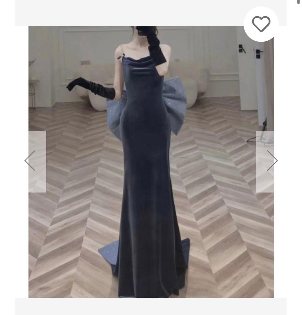 ネイビー　ドレス　結婚式2次会　前撮り