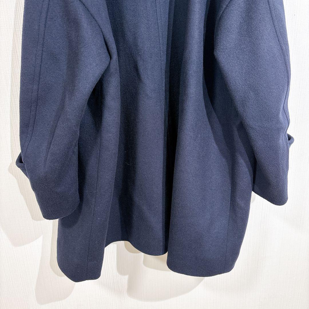 美品◇シップスエニィ　金ボタン　ステンカラー　コクーン　ミドルコート　ネイビー