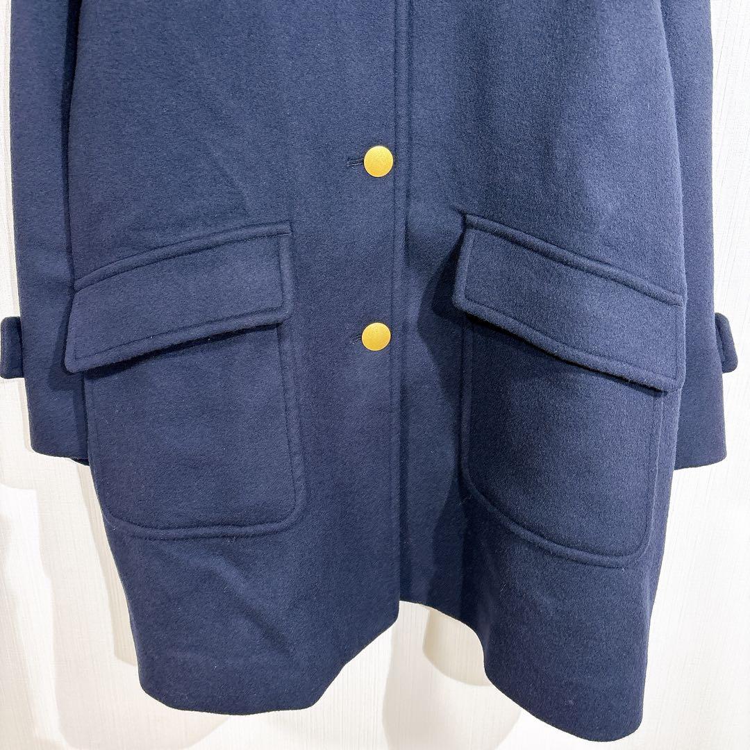 美品◇シップスエニィ　金ボタン　ステンカラー　コクーン　ミドルコート　ネイビー