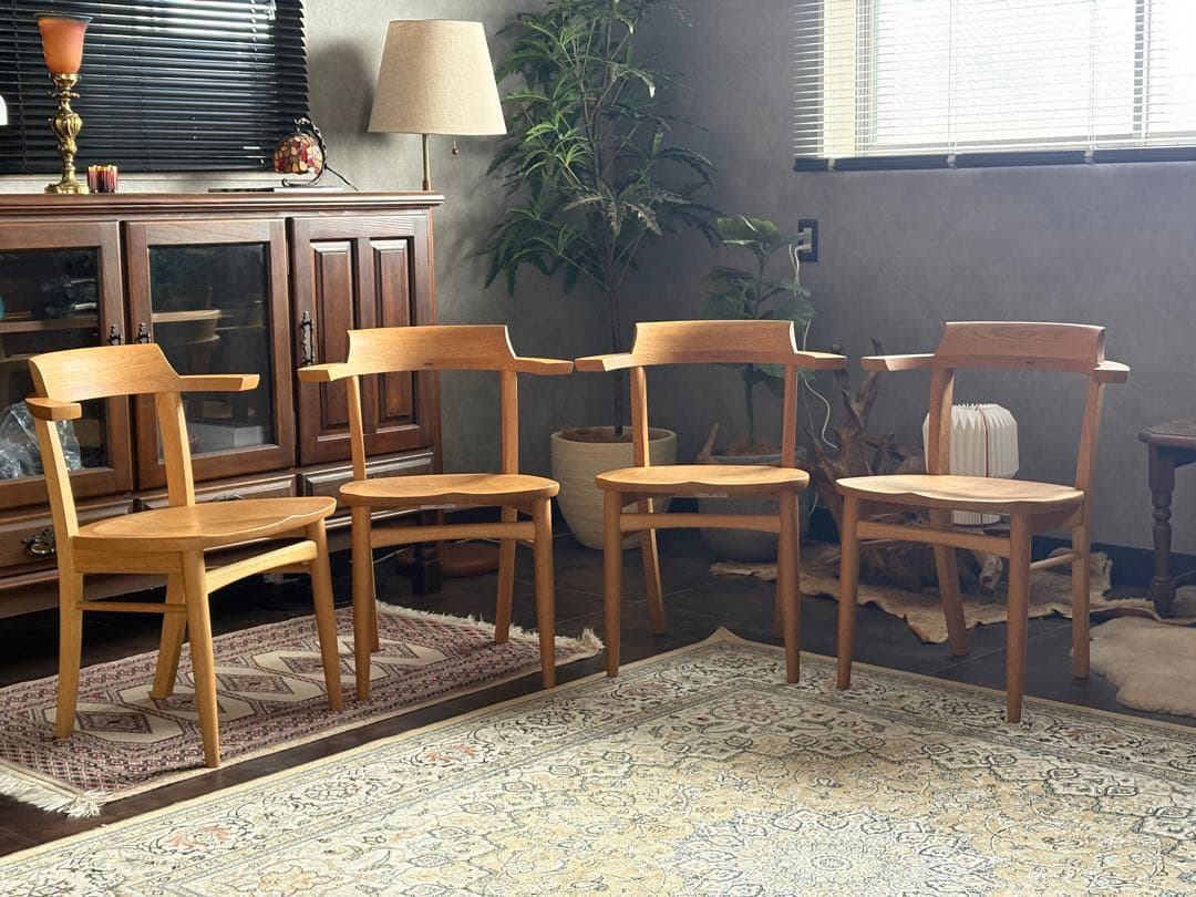 柏木工　ダイニングチェア　4脚セット　北欧　モダン　アームチェア nY