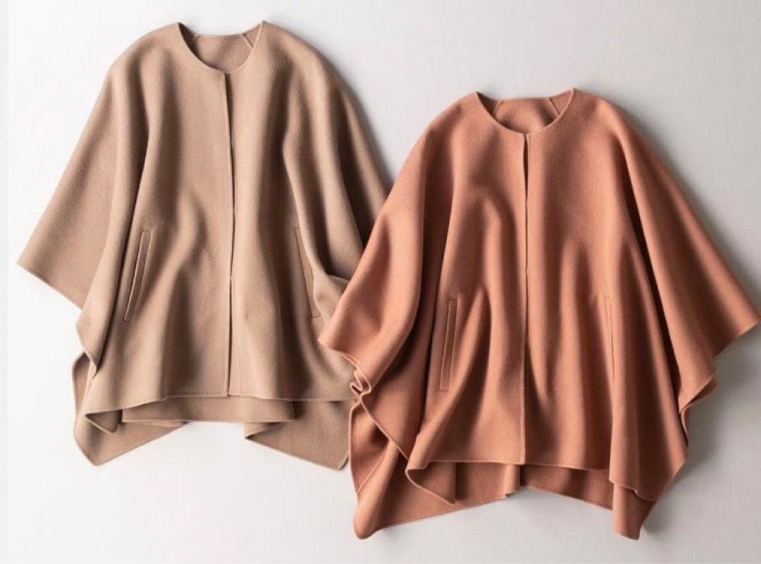 セオリーリュクス☆大人気ポンチョ風コート　ケープ38トープブラウン