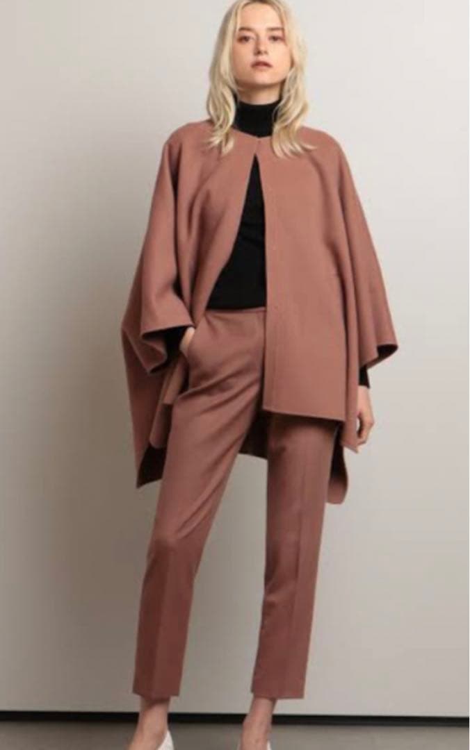 セオリーリュクス☆大人気ポンチョ風コート　ケープ38トープブラウン