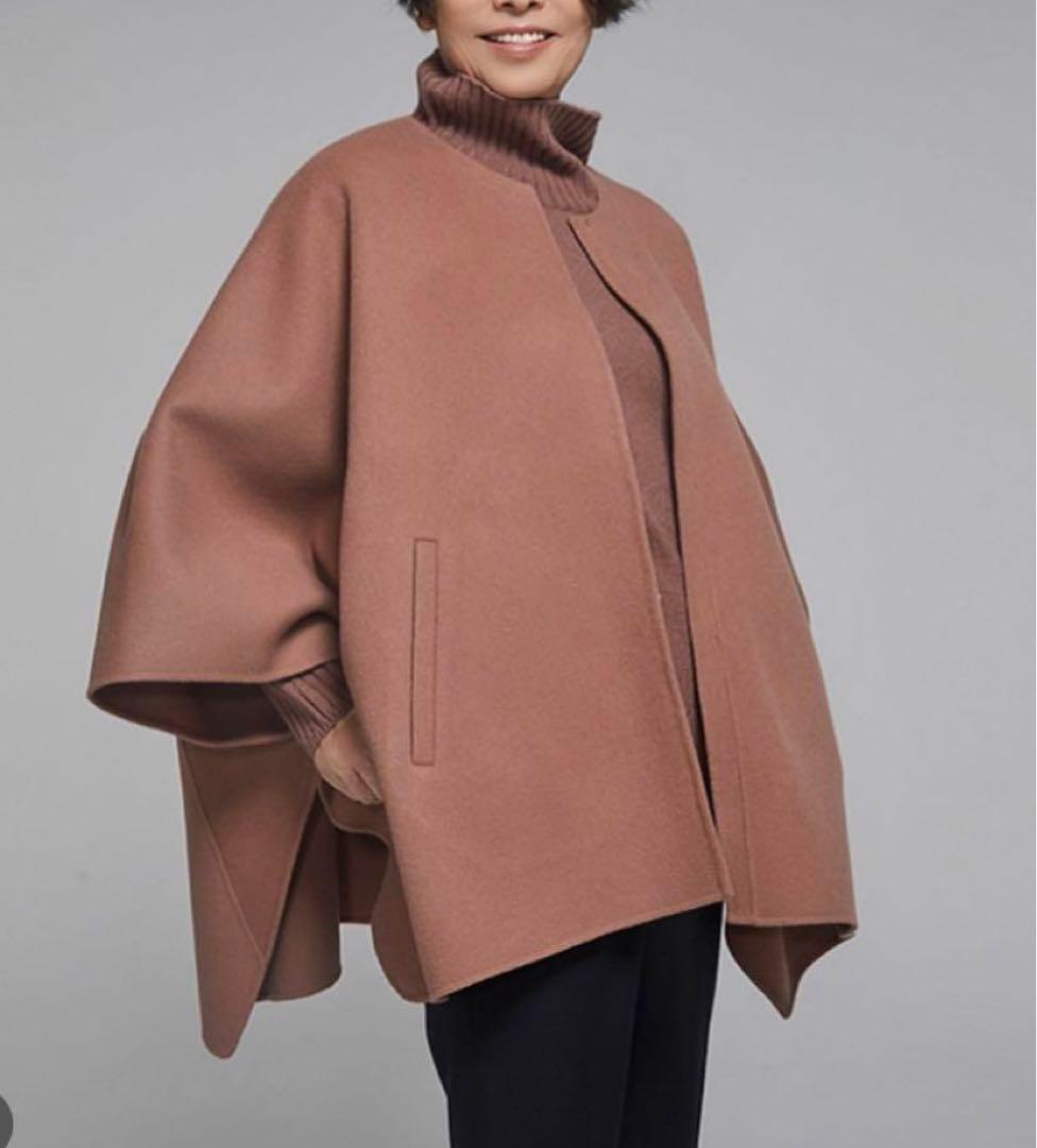 セオリーリュクス☆大人気ポンチョ風コート　ケープ38トープブラウン