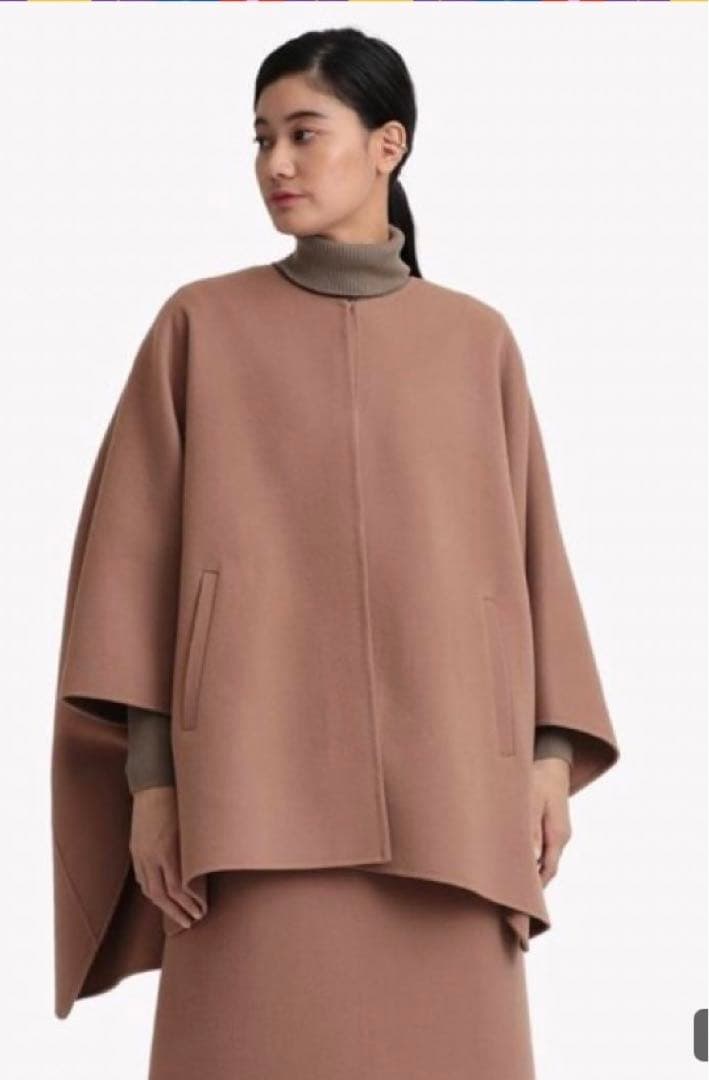 セオリーリュクス☆大人気ポンチョ風コート　ケープ38トープブラウン