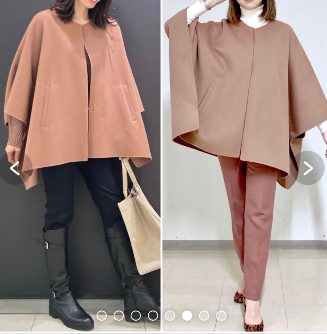 セオリーリュクス☆大人気ポンチョ風コート　ケープ38トープブラウン