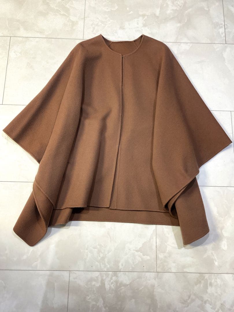 セオリーリュクス☆大人気ポンチョ風コート　ケープ38トープブラウン