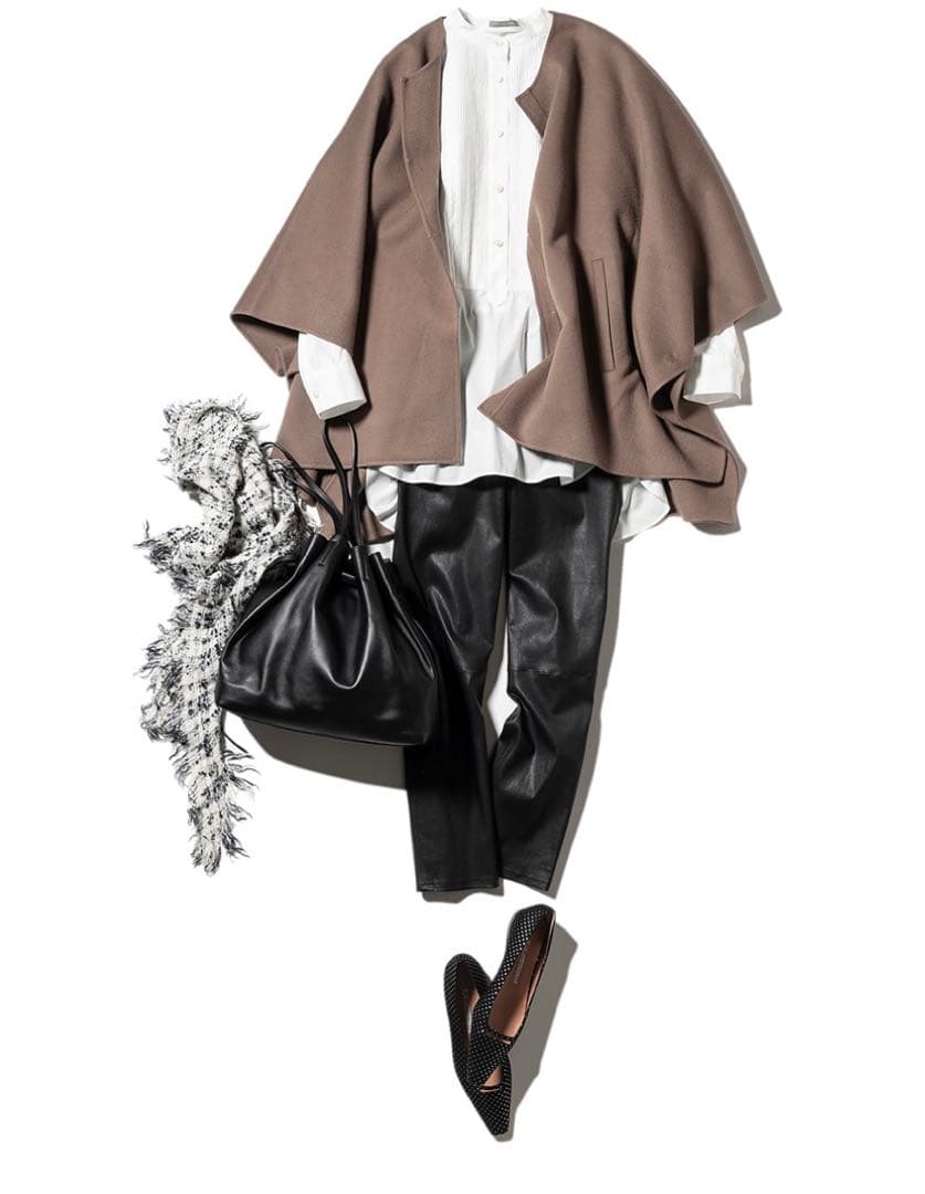 セオリーリュクス☆大人気ポンチョ風コート　ケープ38トープブラウン