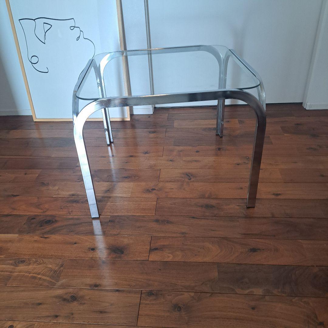 アンティーク　80s アイアン　 スクエア ガラステーブル