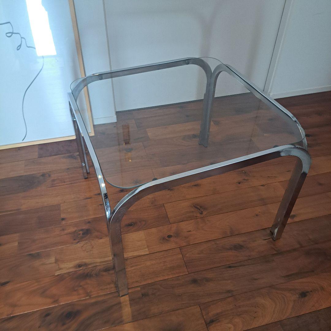 アンティーク　80s アイアン　 スクエア ガラステーブル