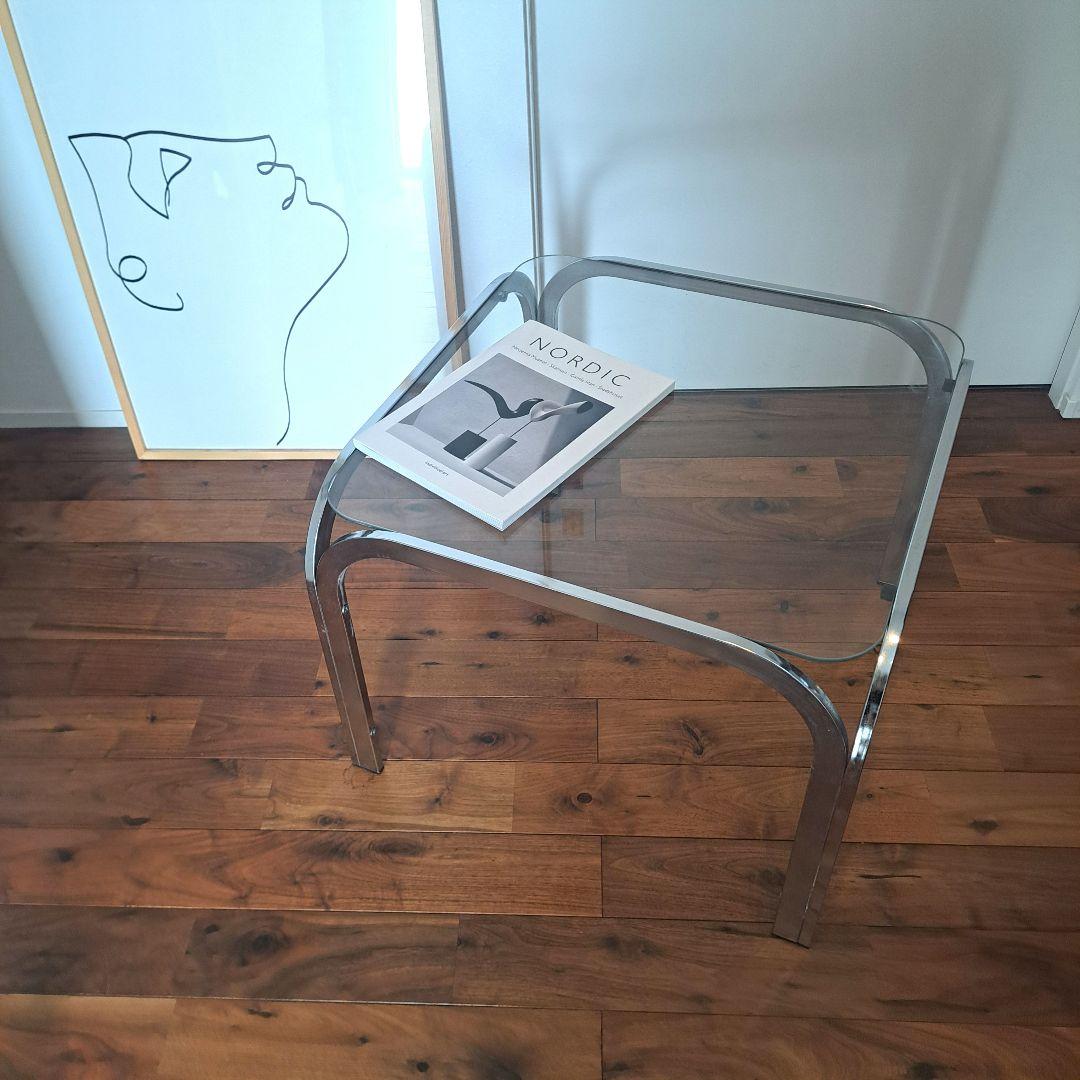 アンティーク　80s アイアン　 スクエア ガラステーブル