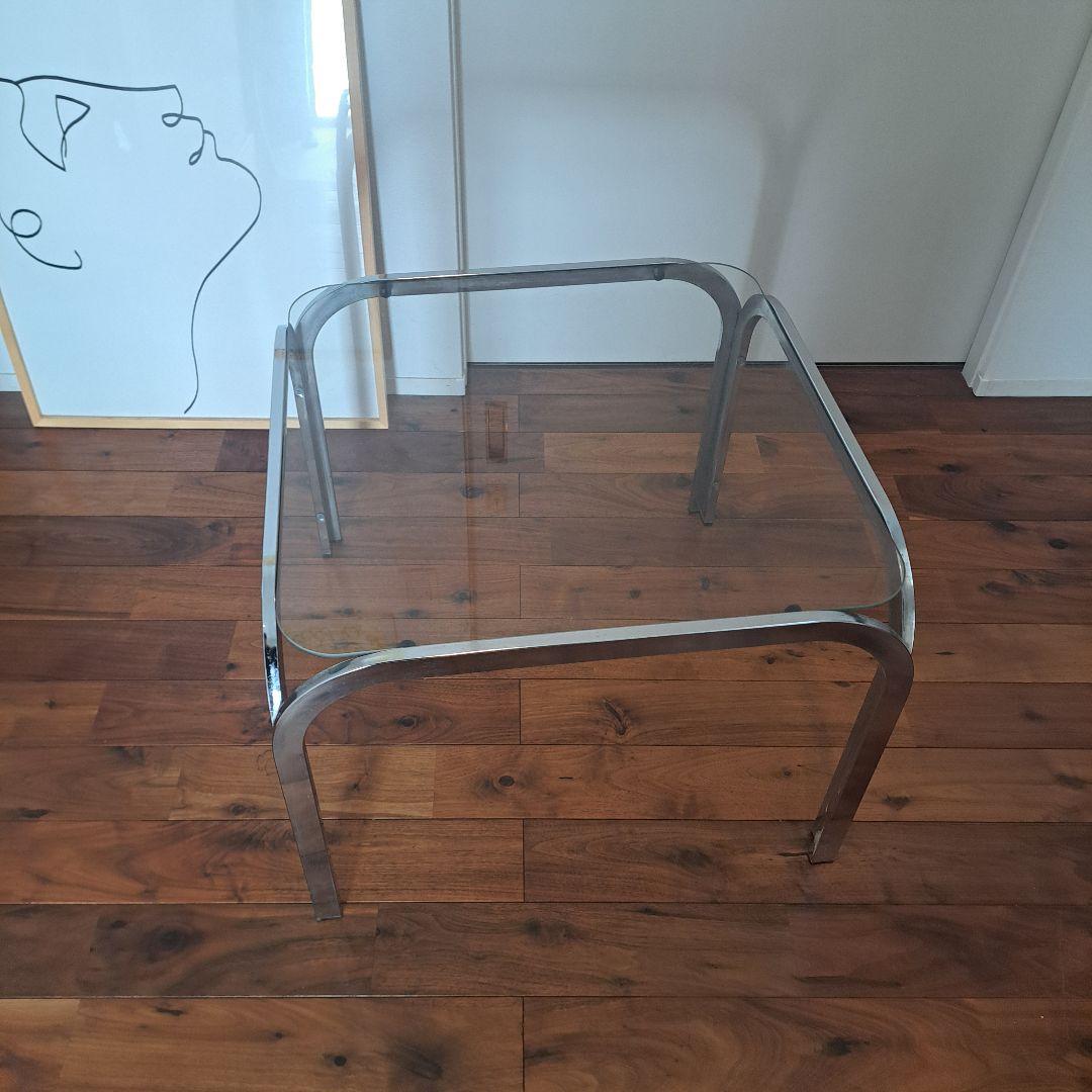アンティーク　80s アイアン　 スクエア ガラステーブル