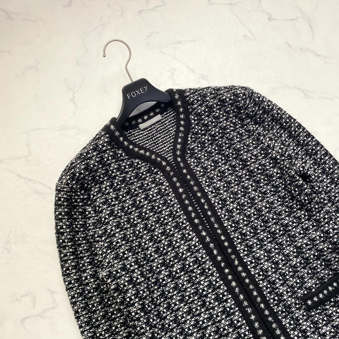 theory luxe 23AW ニットジャケット ツイード 白 黒38