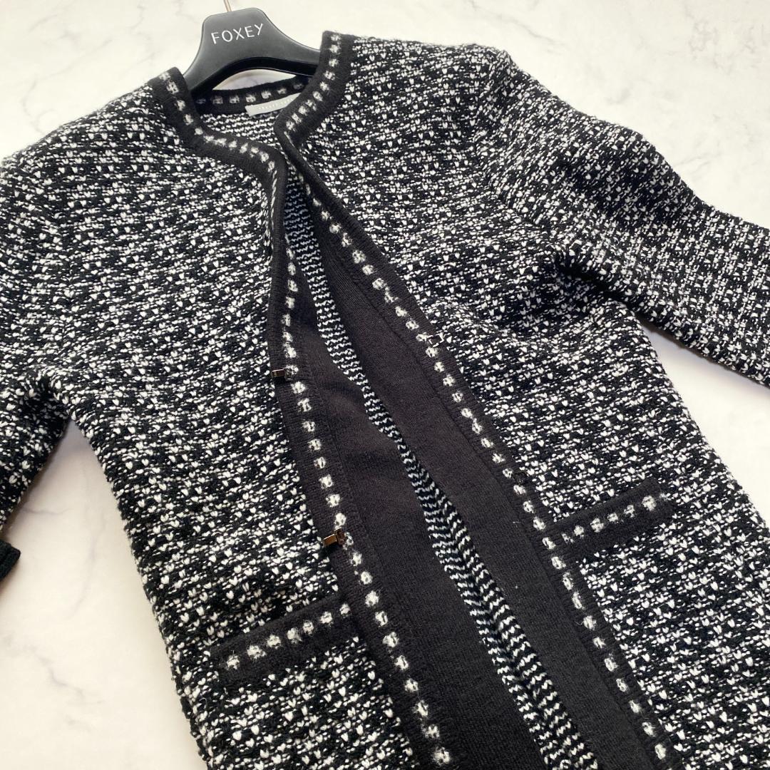 theory luxe 23AW ニットジャケット ツイード 白 黒38